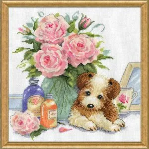 Design Works: Counted Cross Stitch - Puppy with Roses