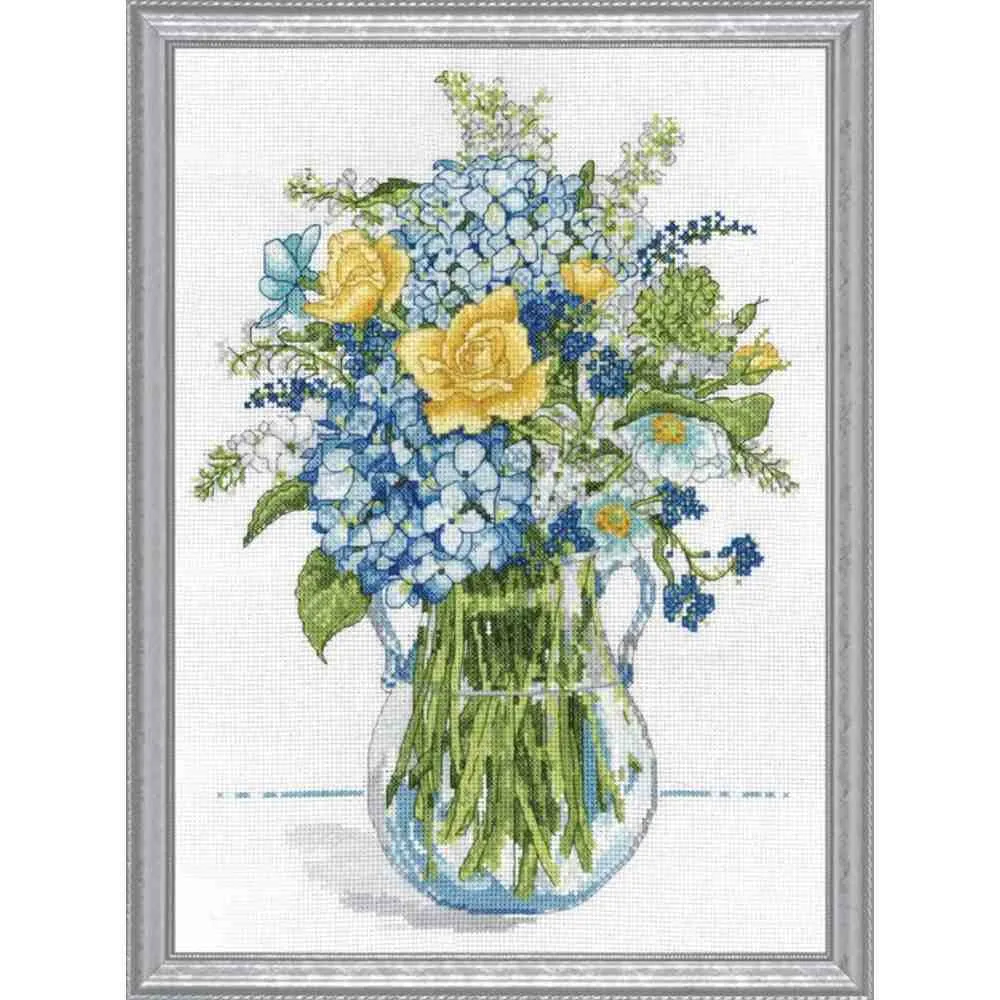Design Works: Counted Cross Stitch - Blue & Yellow Floral