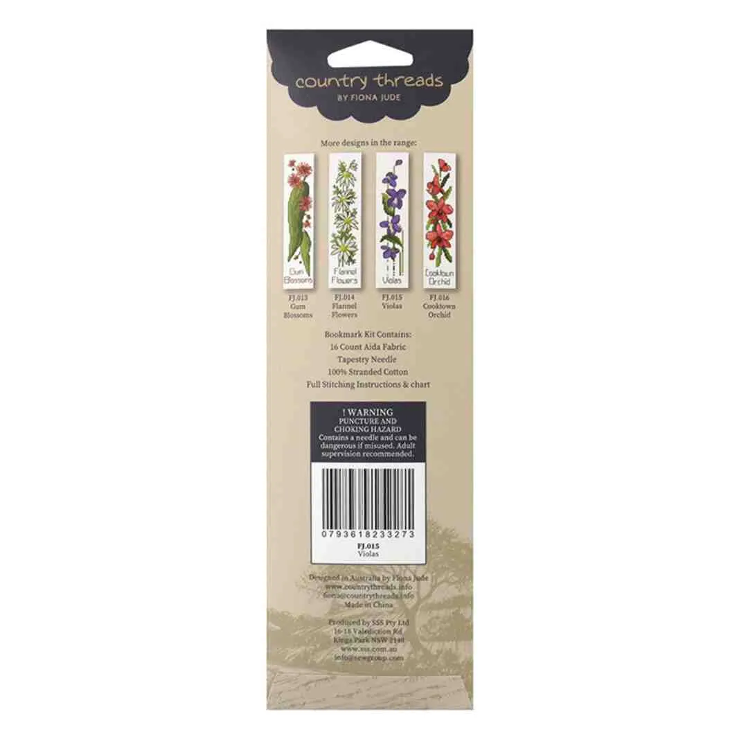 Country Threads: Counted Cross Stitch Bookmark - Viola - Image 2