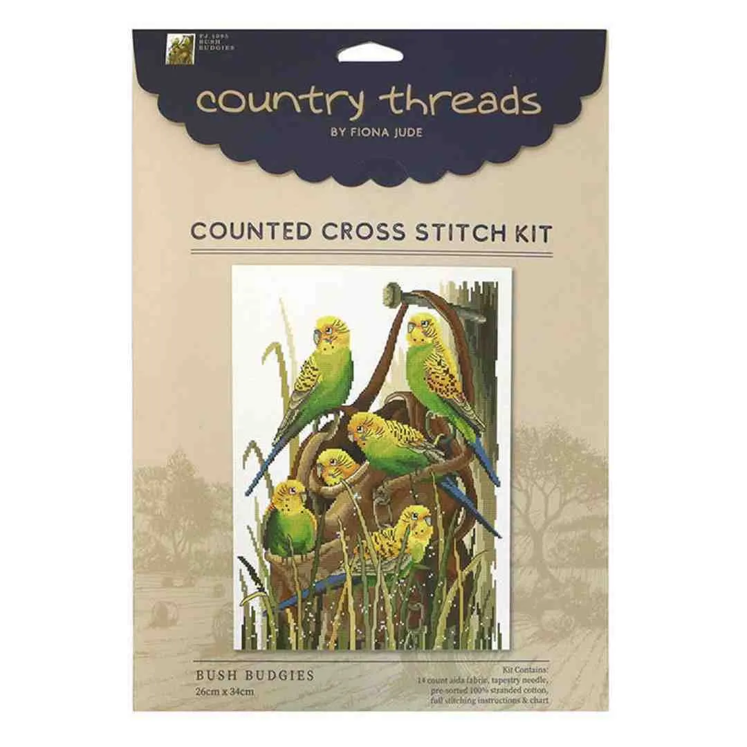 Country Threads: Counted Cross Stitch - Bush Budgies - Image 2
