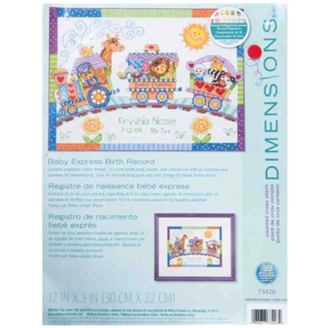 Dimensions: Cross Stitch Kit - Baby Express Birth Record