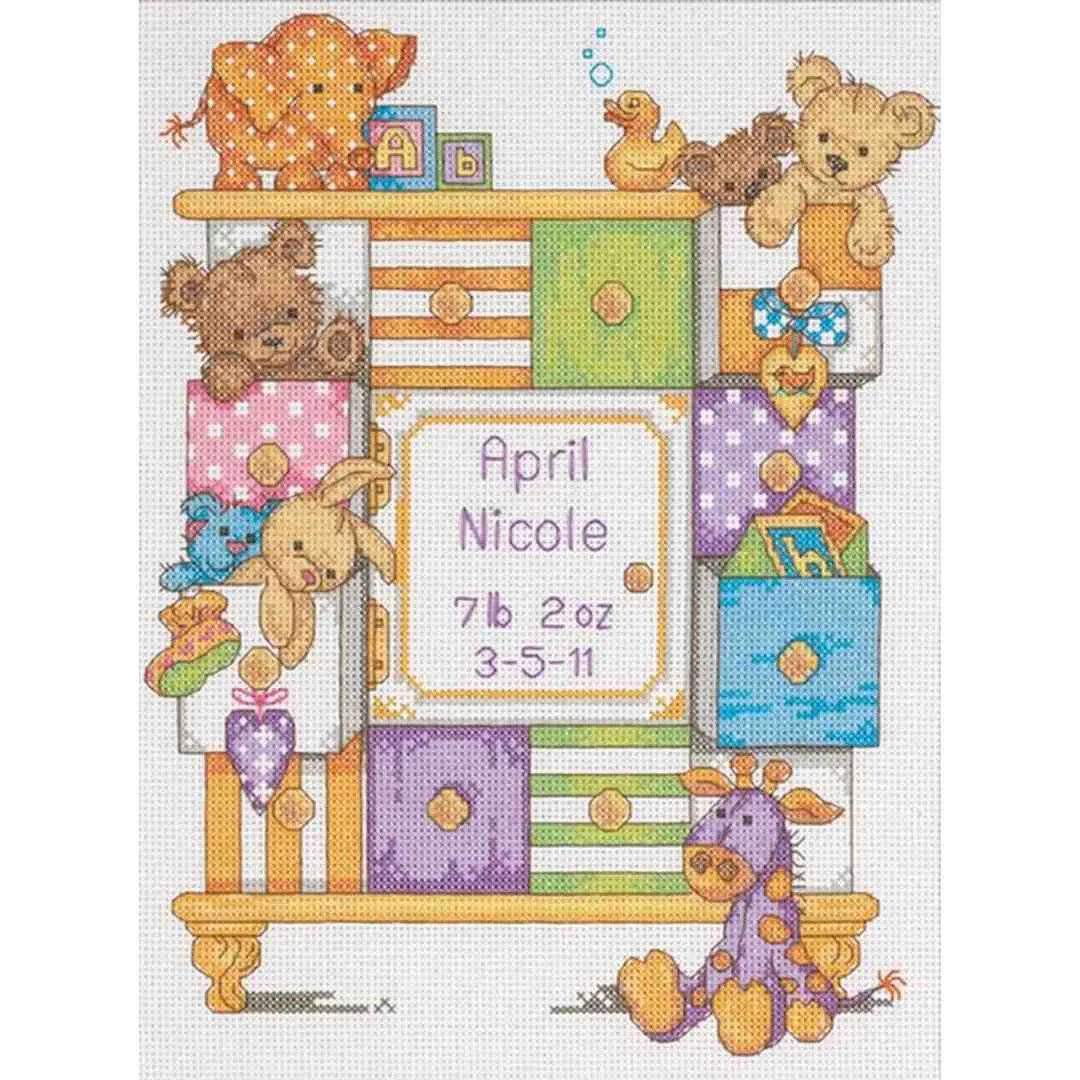 Dimensions: Cross Stitch Kit - Baby Drawers Birth Record - Image 2