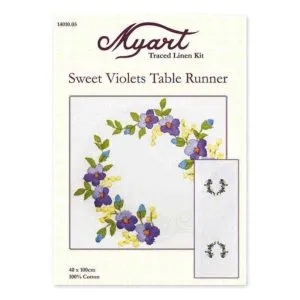 Myart: Traced Linen Kit - Table Runner, Sweet Violets