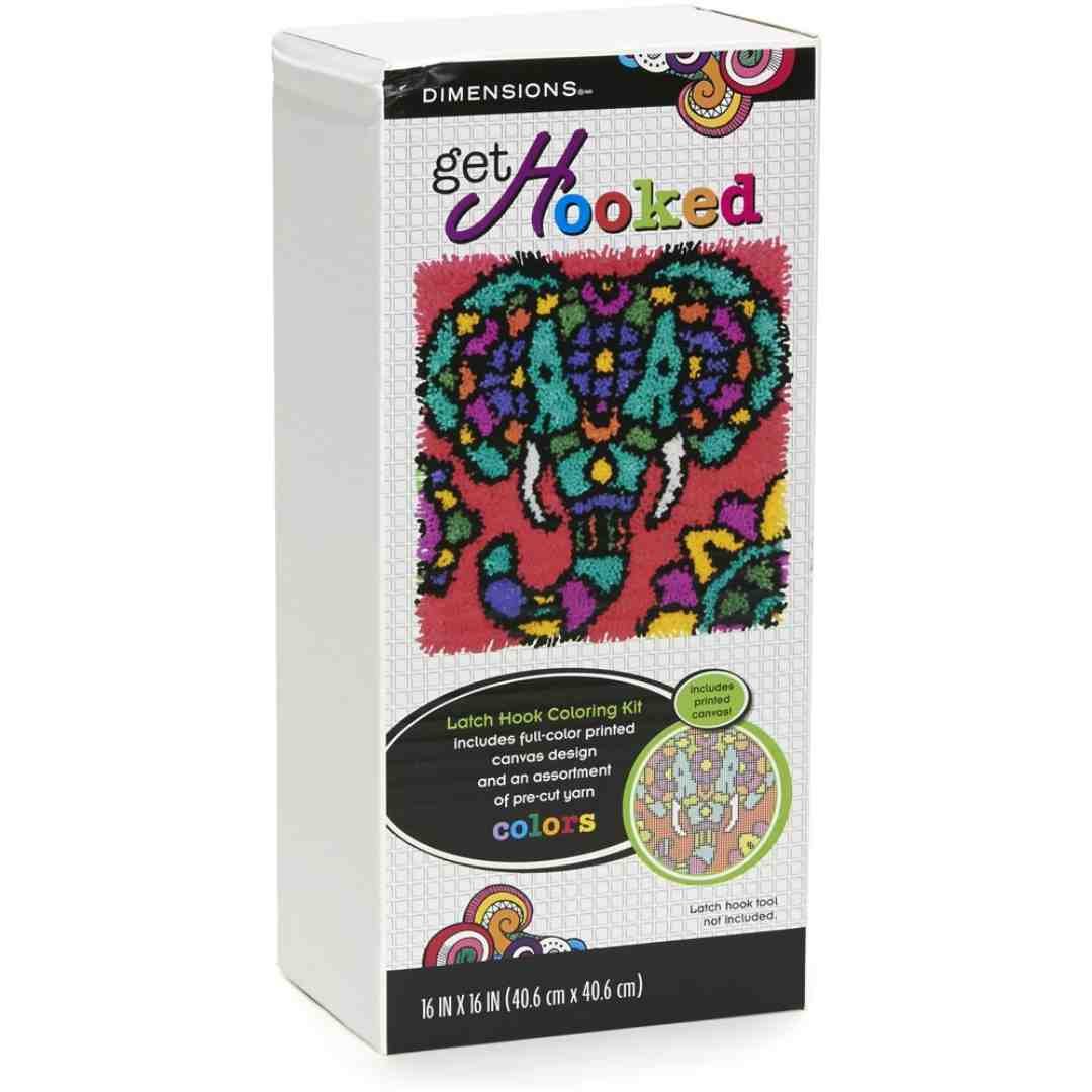 Dimensions: Latch Hook Kit - Colorful Elephant - Image 2