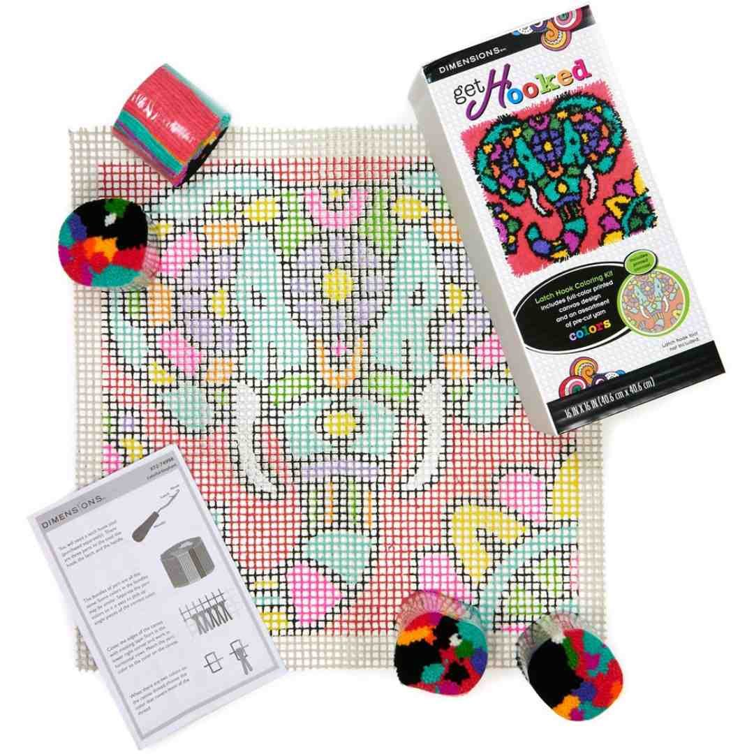 Dimensions: Latch Hook Kit - Colorful Elephant - Image 4