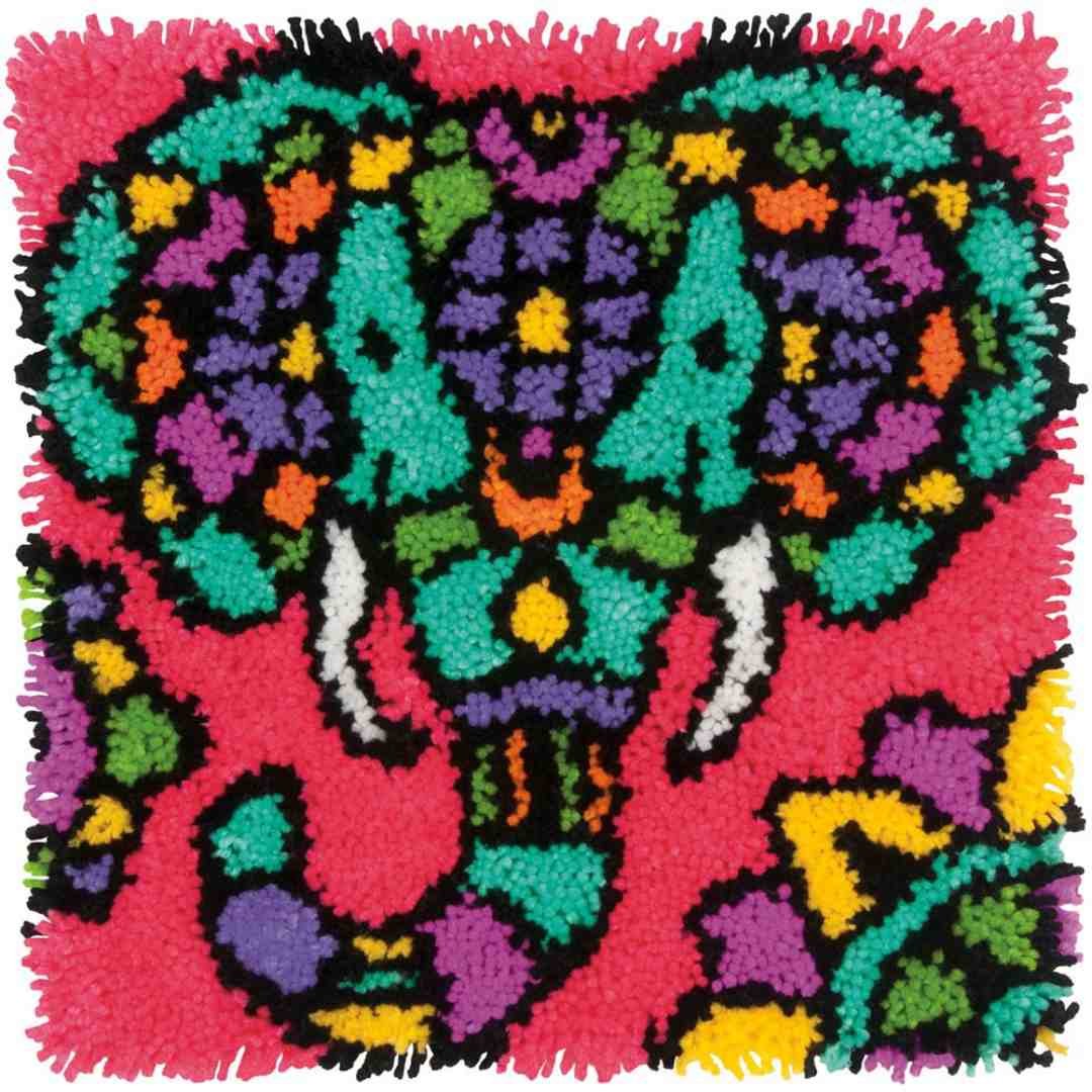 Dimensions: Latch Hook Kit - Colorful Elephant