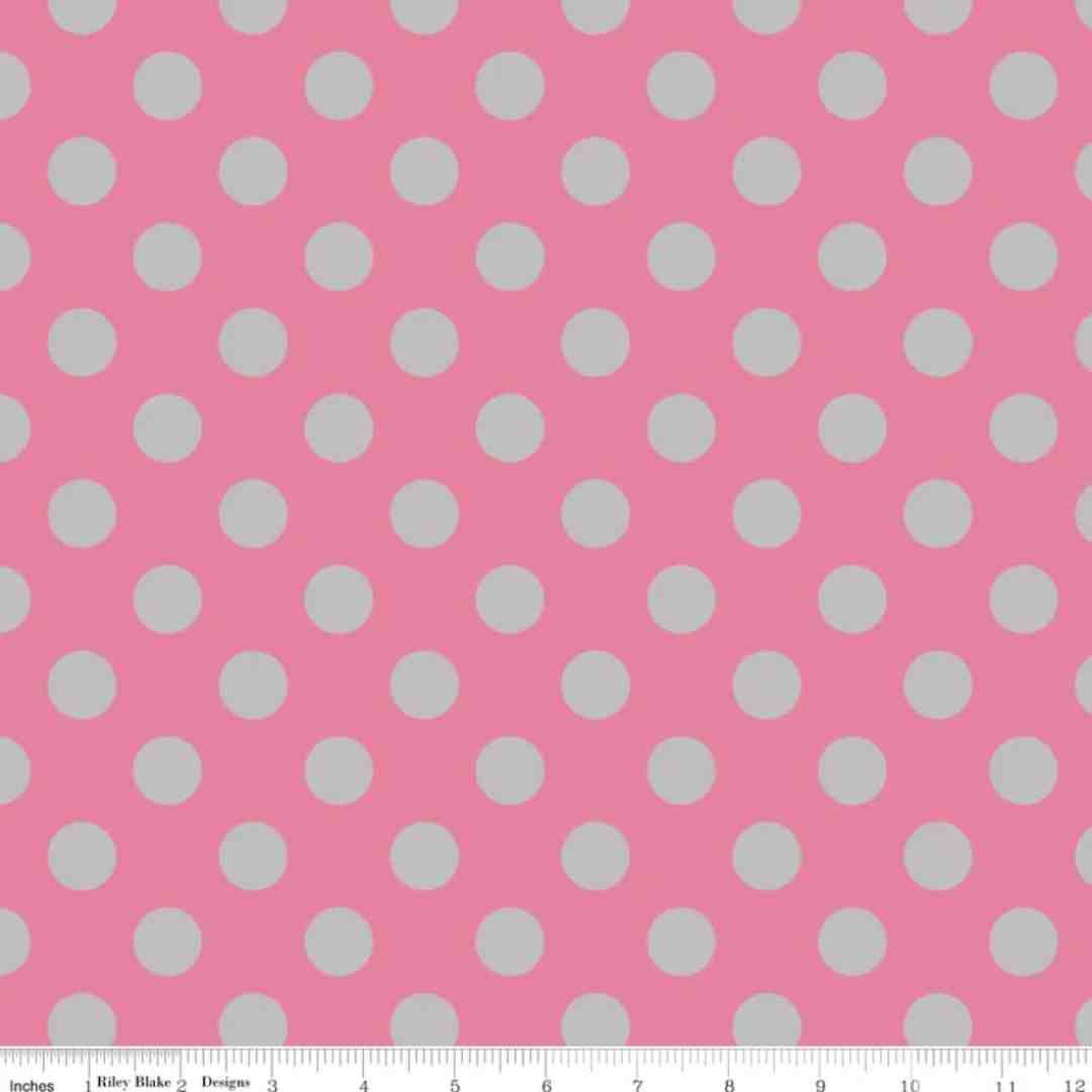 Riley Blake Designs: Medium Dot - Hot Pink/Grey - Image 2