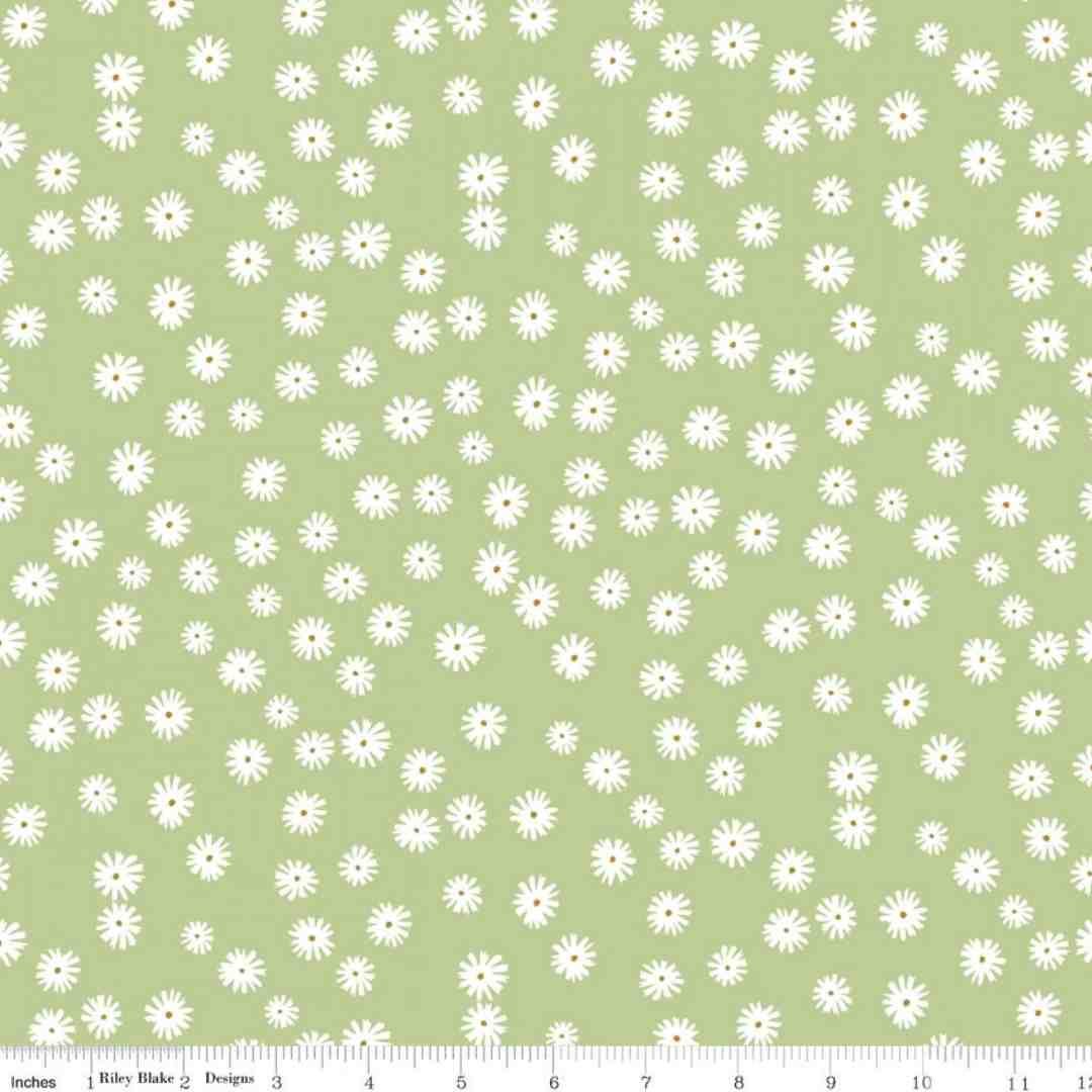 Riley Blake Designs: Flower Garden - Daisies Green - Image 2