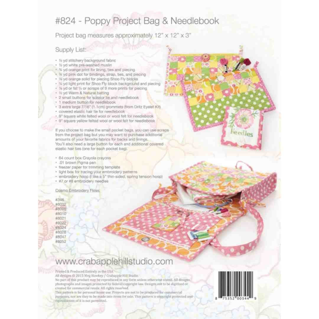 Crab.apple Hill Studio: Stitcheries - Poppy Project Bag - Image 5