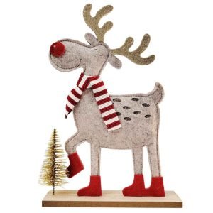 Felt Happy Reindeer with Scarf Standing