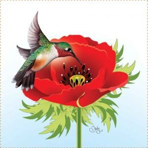 Jody Houghton Designs: Square Fabric Art Panels - Hummingbird