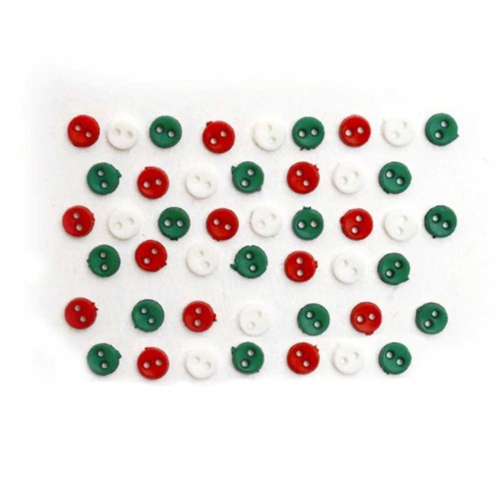 Dress it Up Buttons: Holiday Collection - Micro Round Christmas (Red & Green)