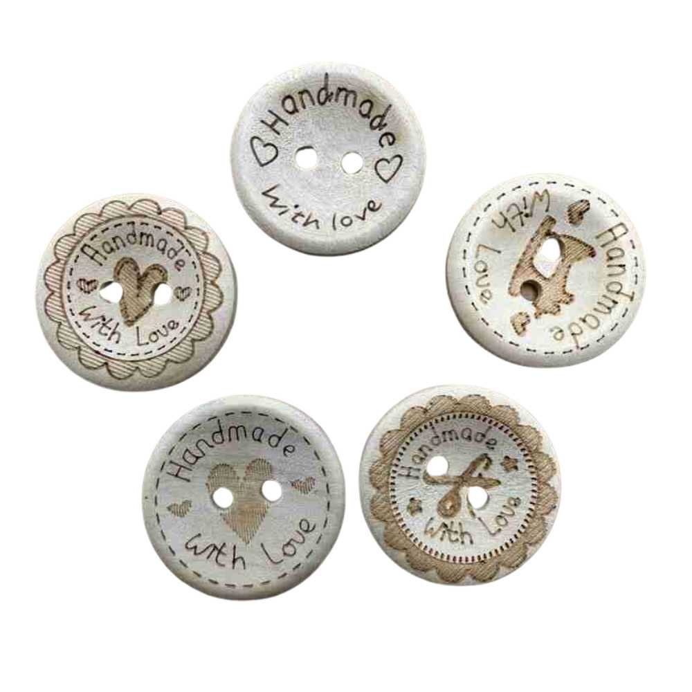 Terries Buttons: Wooden Made with Love - 20mm