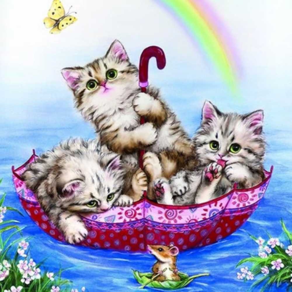 Grafitec: Tapestry Canvas - Rainbow Kittens
