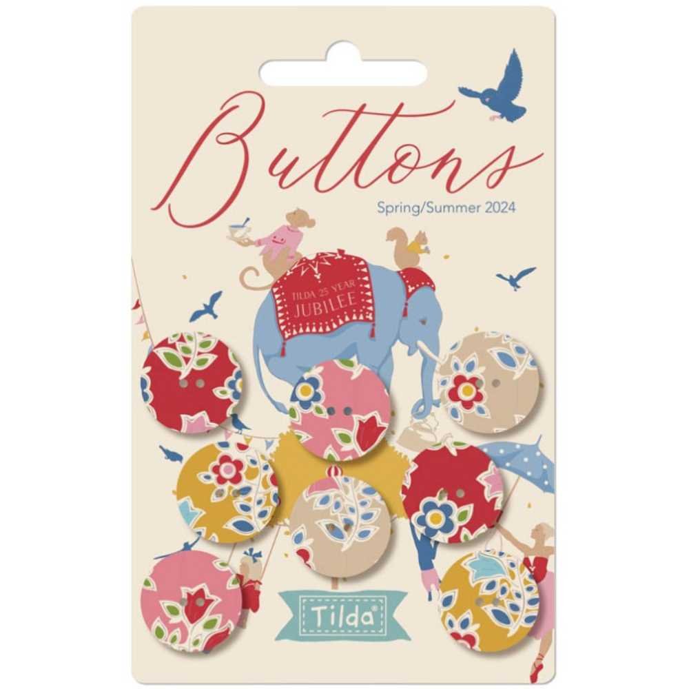 Tilda: Jubilee Farm Flower Buttons - 18mm Pack of 8
