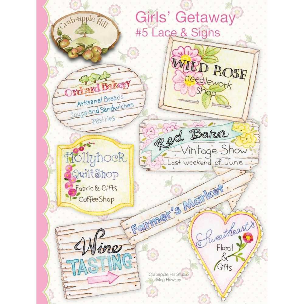 Crab.apple Hill Studio: Stitcheries - Girls Getaway, #5 Lace & Signs