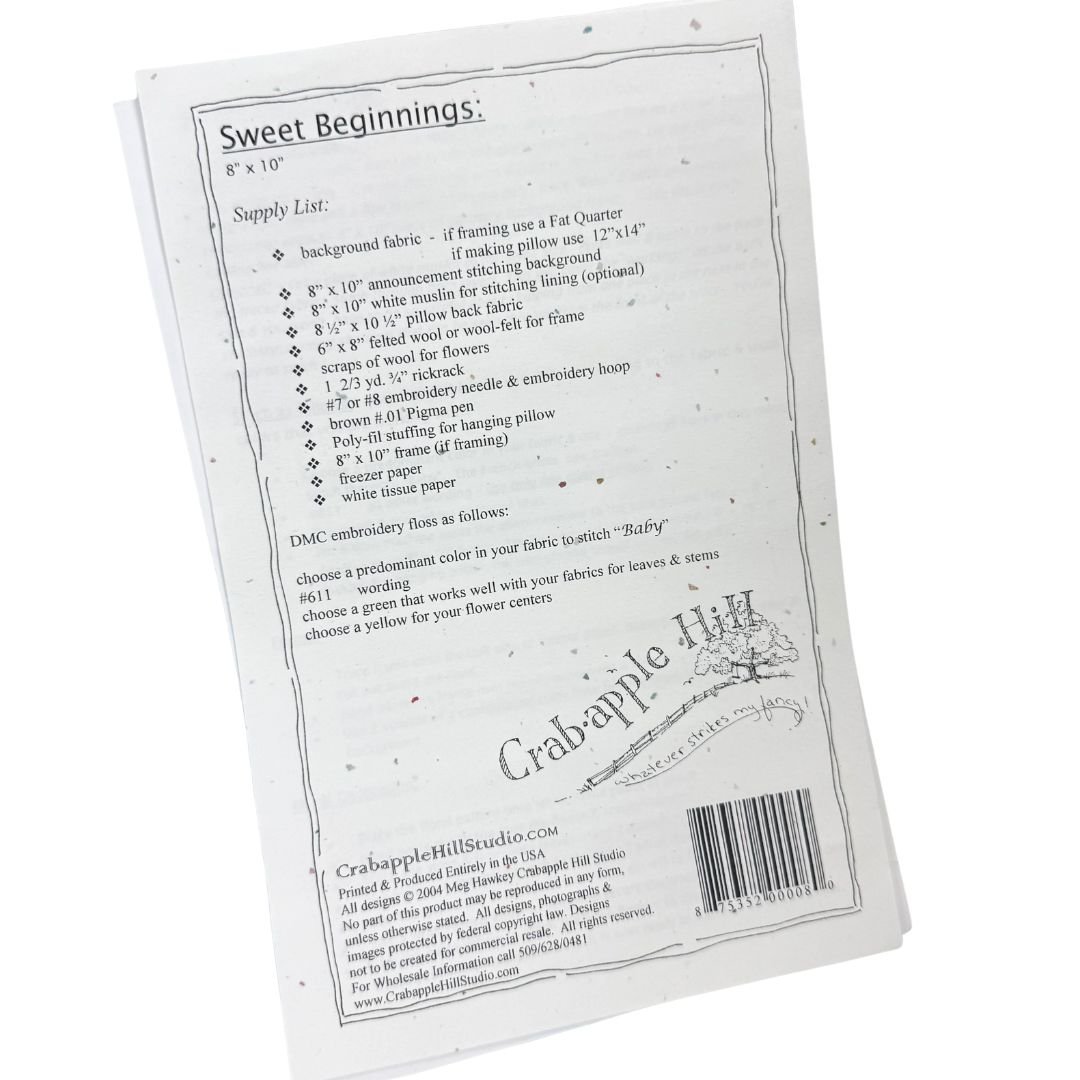 Crab.apple Hill Studio: Stitcheries - Sweet Beginnings - Image 2