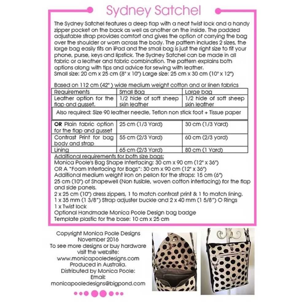 Monica Poole Designs: Bag Pattern - Sydney Satchel - Image 4