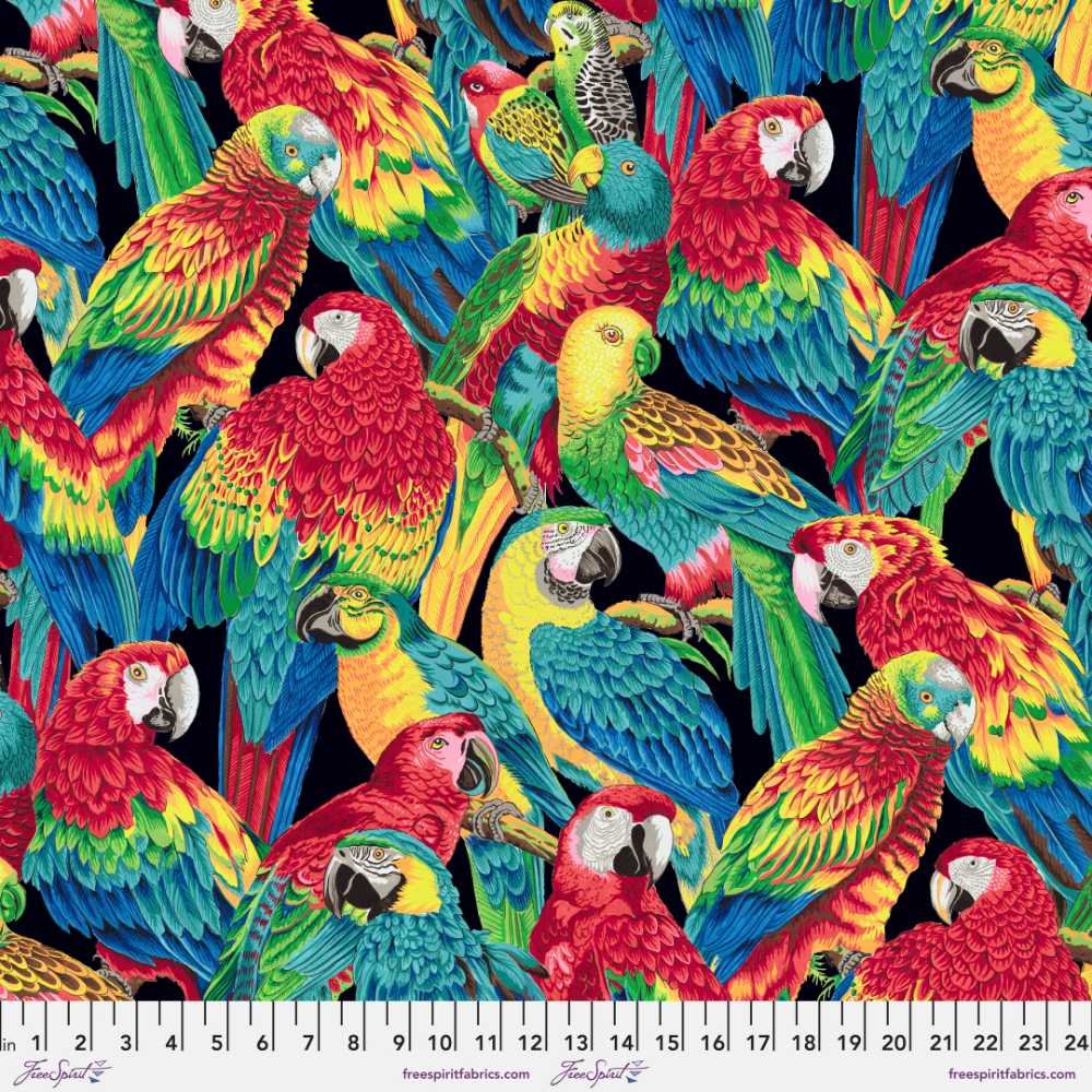 Kaffe Fassett: Treasure Island - Polly Parrots, Black - Image 2