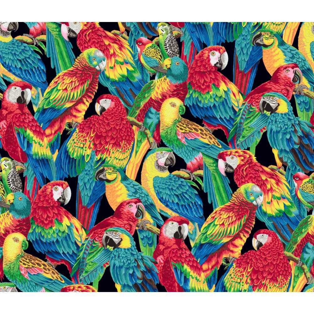 Kaffe Fassett: Treasure Island - Polly Parrots, Black - Image 3