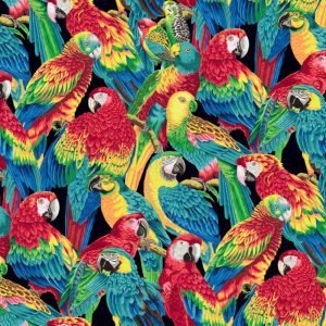 Kaffe Fassett: Treasure Island - Polly Parrots, Black