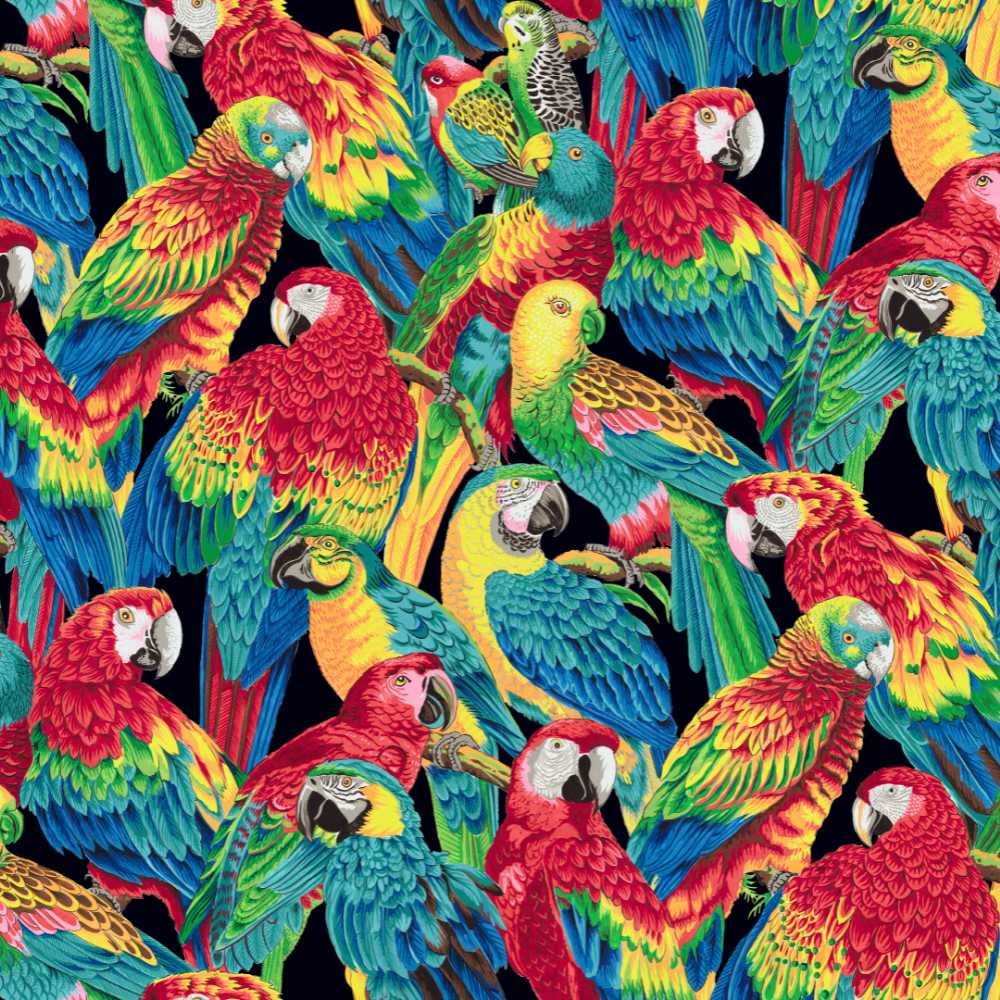 Kaffe Fassett: Treasure Island - Polly Parrots, Black