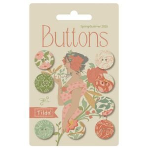 Tilda: Songbird Buttons - 16mm Pack of 8, Coral/Green