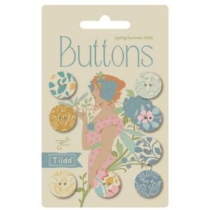 Tilda: Songbird Buttons - 16mm Pack of 8, Blue/Yellow