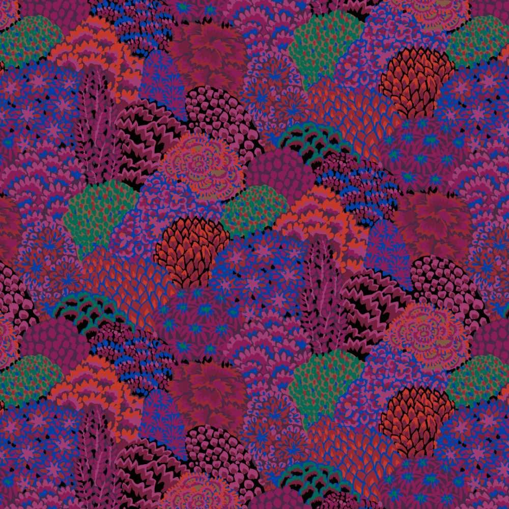 Kaffe Fassett: 85 & Fabulous - Large Oriental Trees, Maroon