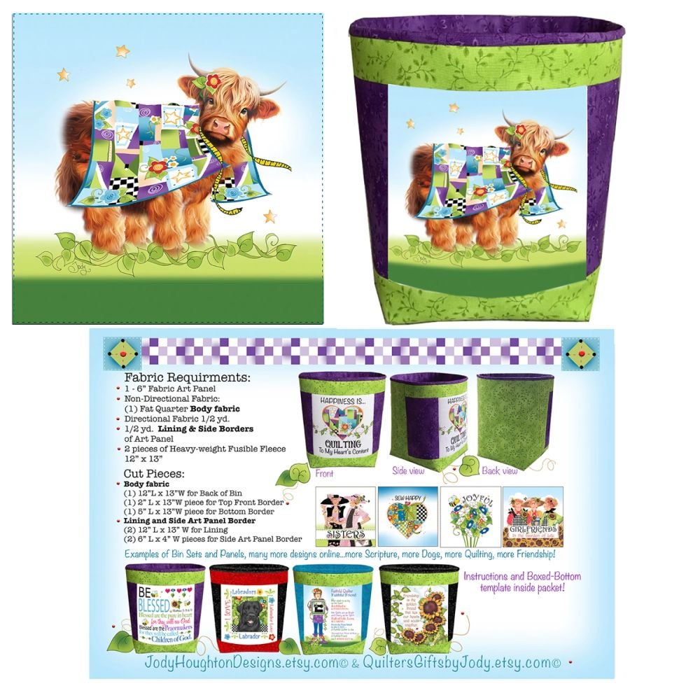 Jody Houghton Designs: Pattern – Bin Set Hi Cow Quilt