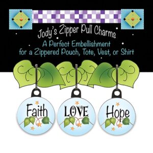 Jody Houghton Designs: Zipper Charm - Faith Hope Love (Set of 3)