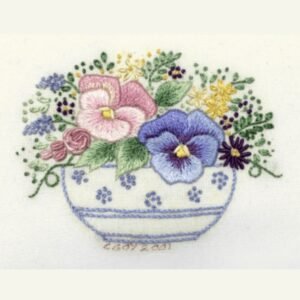 Roseworks Embroidery Design: Pansy Bowl