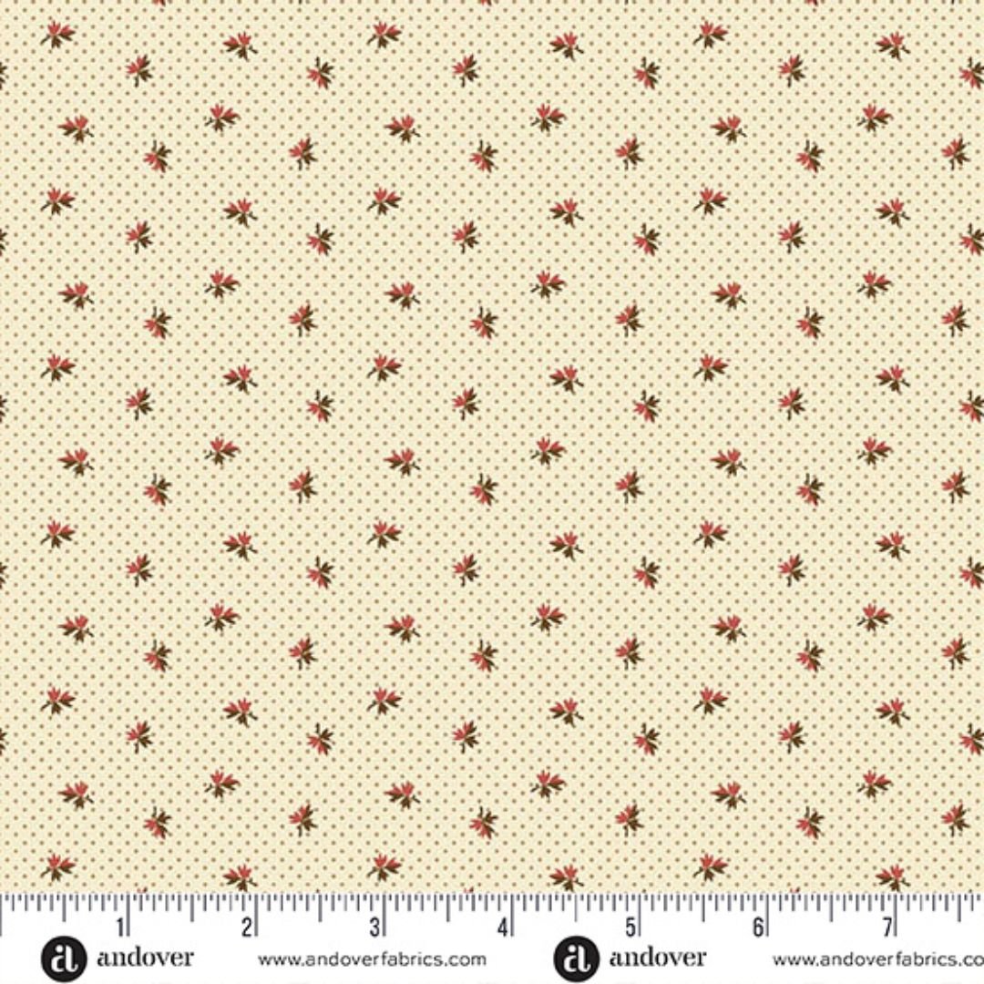 Andover Fabrics: Valley Hues - Jamie Tossed Leaf Shirting Scarlet - Image 2